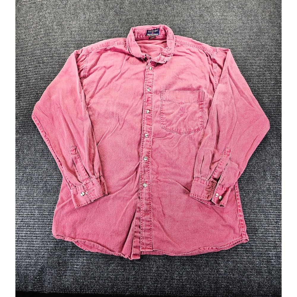 Vintage Revenge Shirtmakers Shirt Mens L Pink Cotton Button Down Office Business